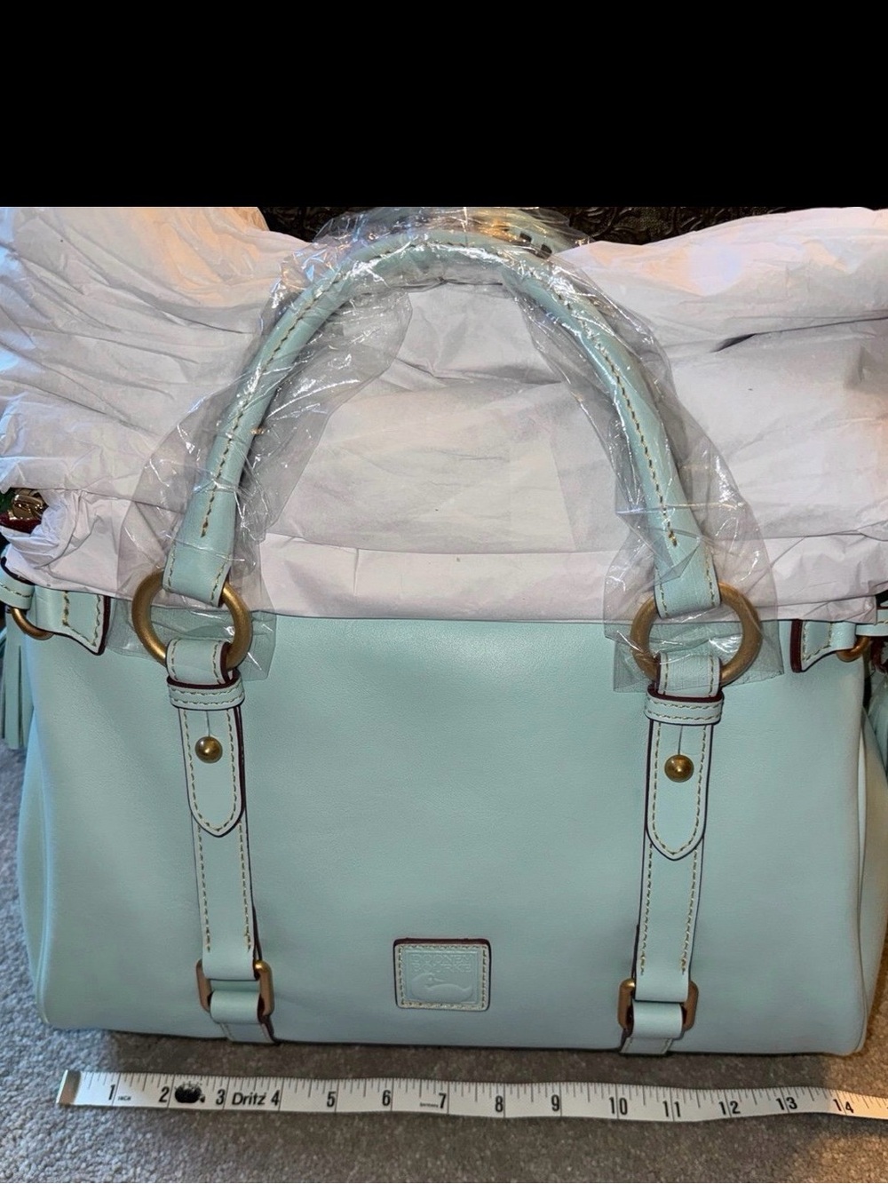 NWT Dooney& Bourke Florentine satchel in pale blue with strap